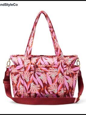 Quilted Cotton Tote Handbag with Crossbody Strap